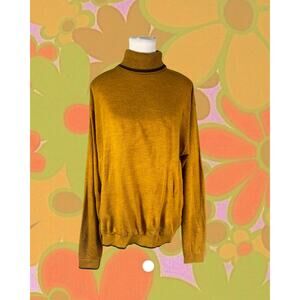 Vintage 50s by Campus Harvest Gold Brown Ring Turtleneck Sweater Size XL